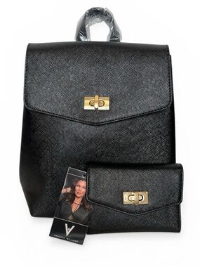 NWT Vanessa Williams Posh Mini Backback and Wallet black